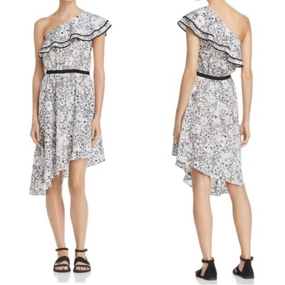 Likely One Shoulder Contour Floral Daisy Delbarton Dress in 0 NWT - Picture 1 of 7